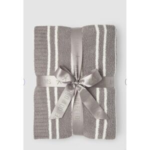 Barefoot Dreams CozyChic Horizontal Stripe Blanket Moonbeam Pearl BDHCC23150